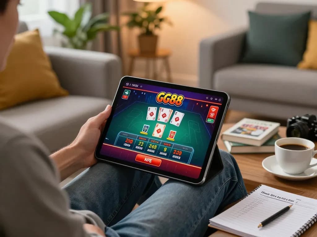 Player exploring gambling strategies on GG88's mobile app, showcasing a detailed live game experience.