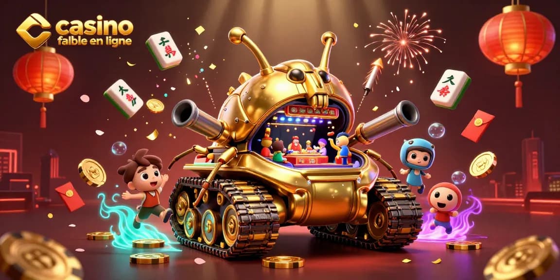 Découvrez le casino fiable en ligne animé par un tank à scarabée doré avec un casino miniature à l'intérieur.