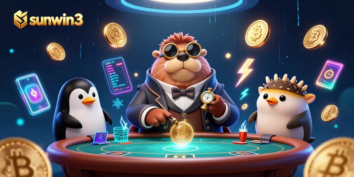 Experience thrilling gameplay at sunwin3 with a jolly walrus at an underwater poker table in vibrant 3D.