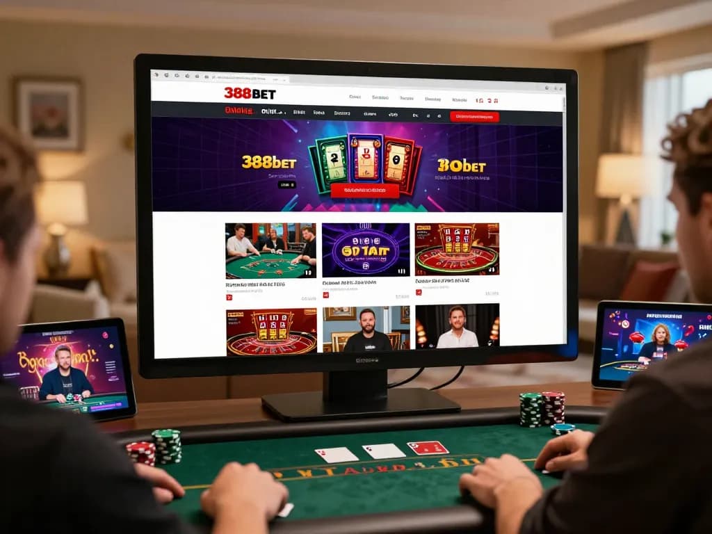 Engage in thrilling online gambling with 388bet's dynamic gaming options displayed on modern devices.