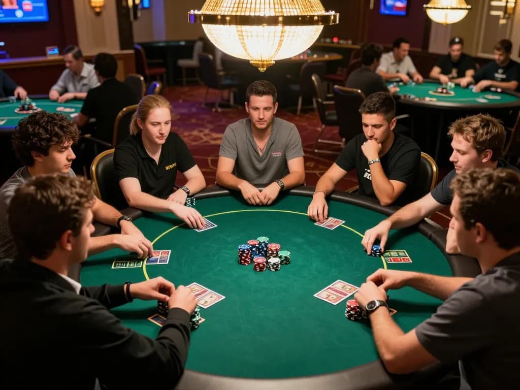 Players strategizing in a thrilling SC88 poker game at a luxury casino table