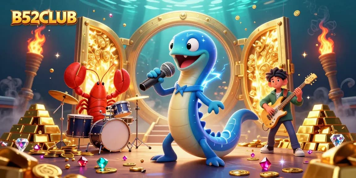 Experience thrilling action at B52CLUB with vibrant underwater casino characters and treasures.