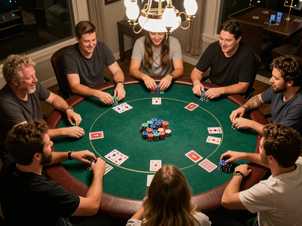 Engaging in friendly poker game capturing the experience using RR88 apk at home