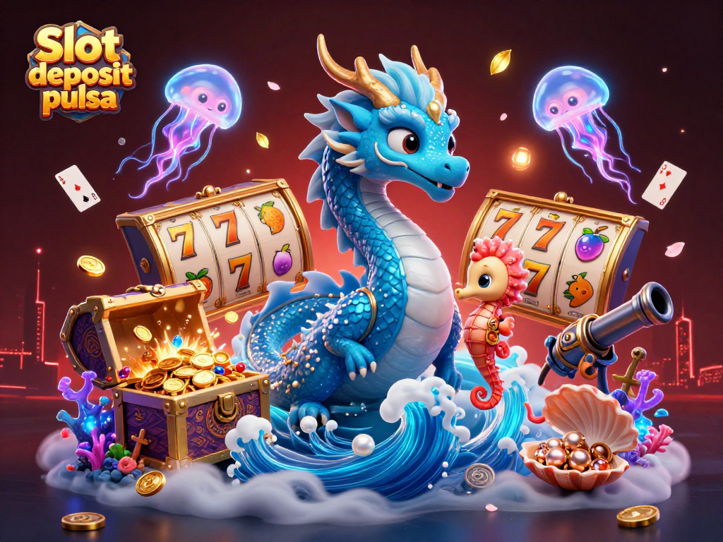 Slot deposit pulsa dan petualangan naga air dengan uang koin emas dan simbol buah yang bersinar