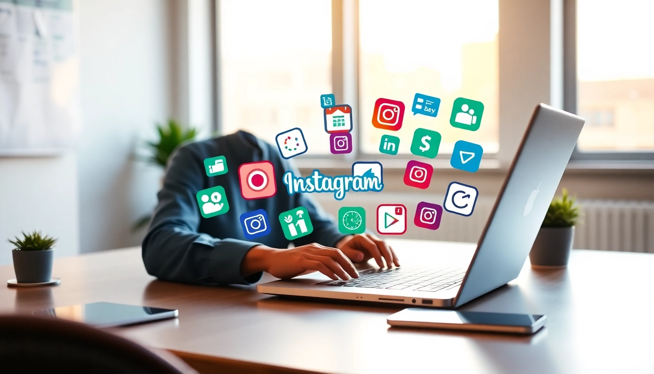 instagram 日本人フォロワー 購入を促進するためのソーシャルメディアマーケターの作業風景。