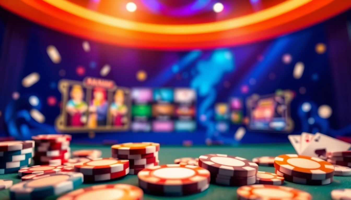 Engaging digital display representing online casinos in British Columbia with vibrant gaming graphics.