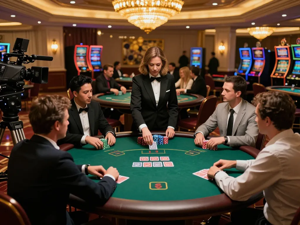 Competitive poker players engaged in a thrilling sc88 game, showcasing strategy and high stakes.