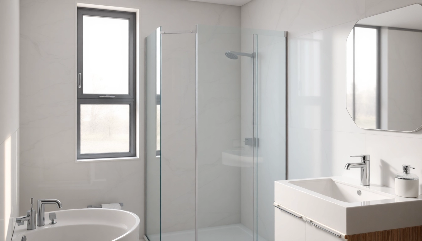 Elegant semi-frameless shower screen enhancing a modern bathroom's aesthetic appeal.