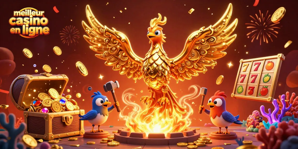 Plongez dans l'univers du meilleur casino en ligne avec cette illustration dynamique de la machine à sous et des symboles de jackpot.