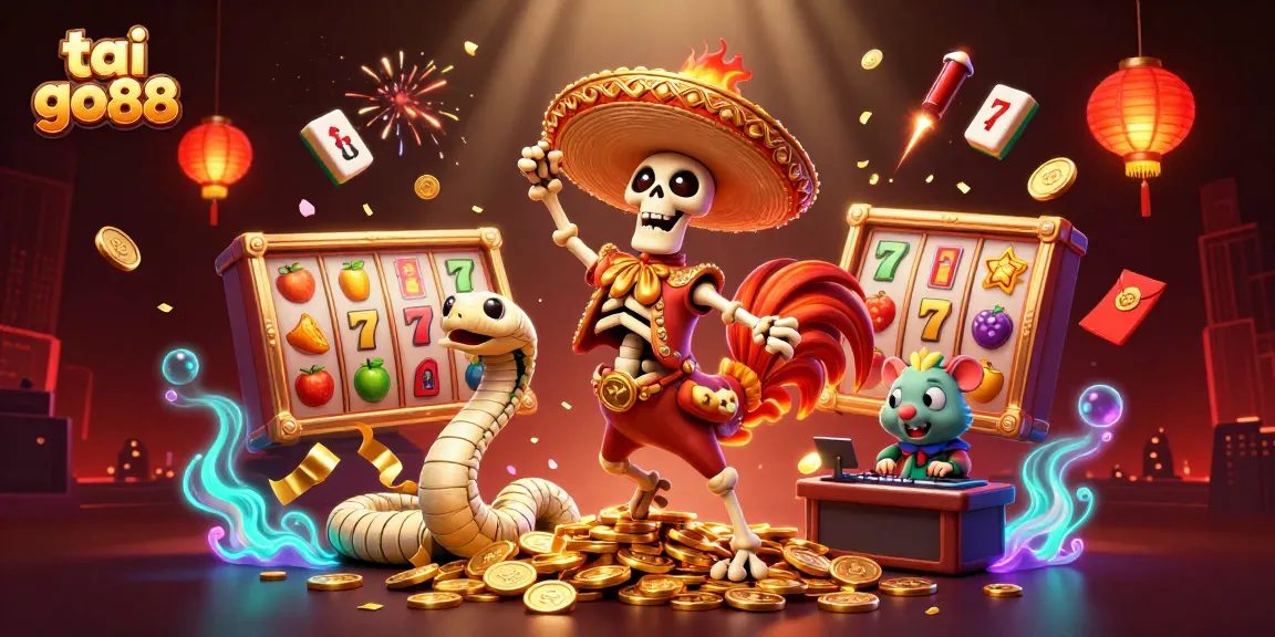 Engage with tai go88's golden slot success through vibrant characters and casino elements.