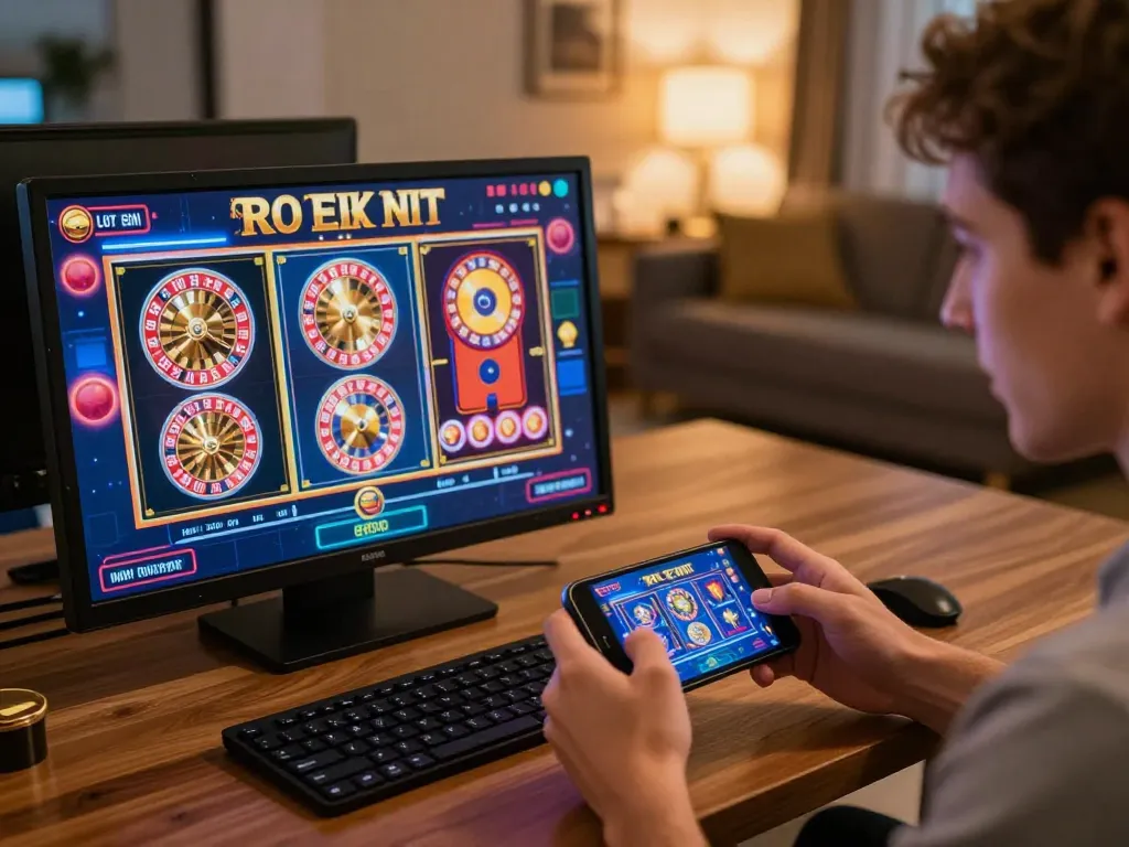 Player engaging in online gaming at tg88, showcasing smartphone excitement in a cozy setting.