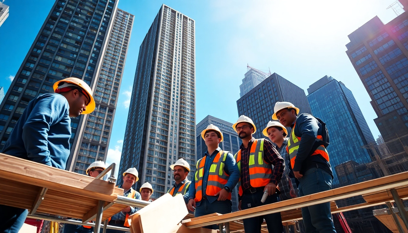 Manhattan Commercial General Contractor team collaborating on a construction site.