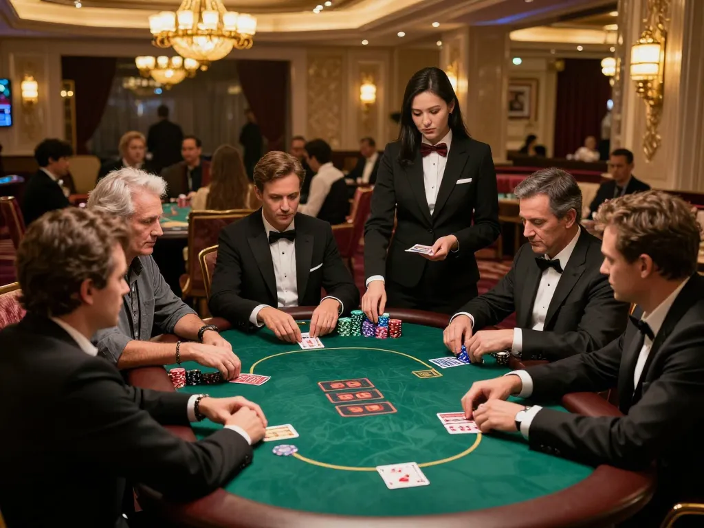 Exciting high-stakes poker game action at 8LIVE casino, players engaged and tense.