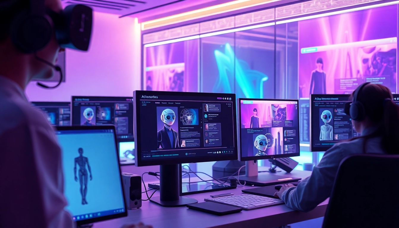 AI NSFW content creation workspace showcasing innovative technology and user interaction.