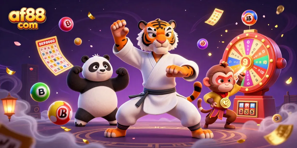 Engage in thrilling play at af88 com with a colorful casino scene featuring exciting game elements and characters.