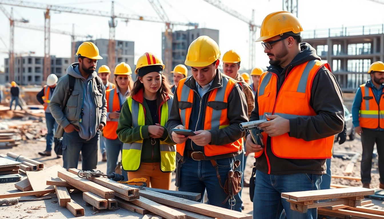 Engaging scene of Construction apprenticeship training with apprentices learning on a job site.