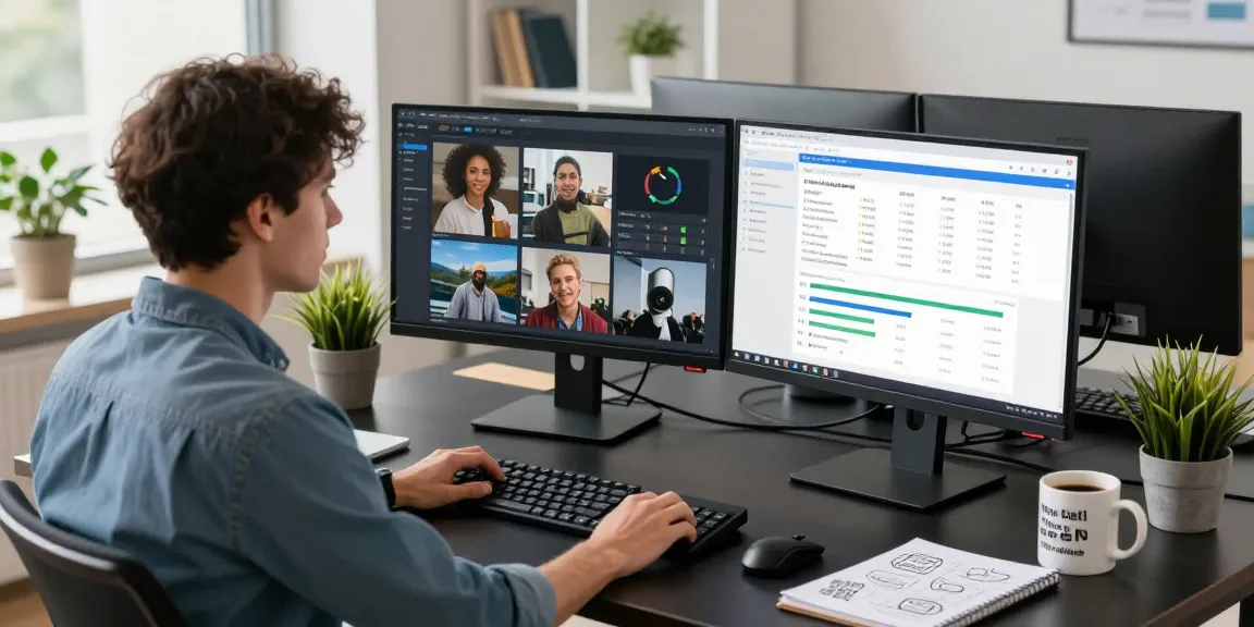 AI image detector interface displayed on monitors in a professional workspace for content moderation.