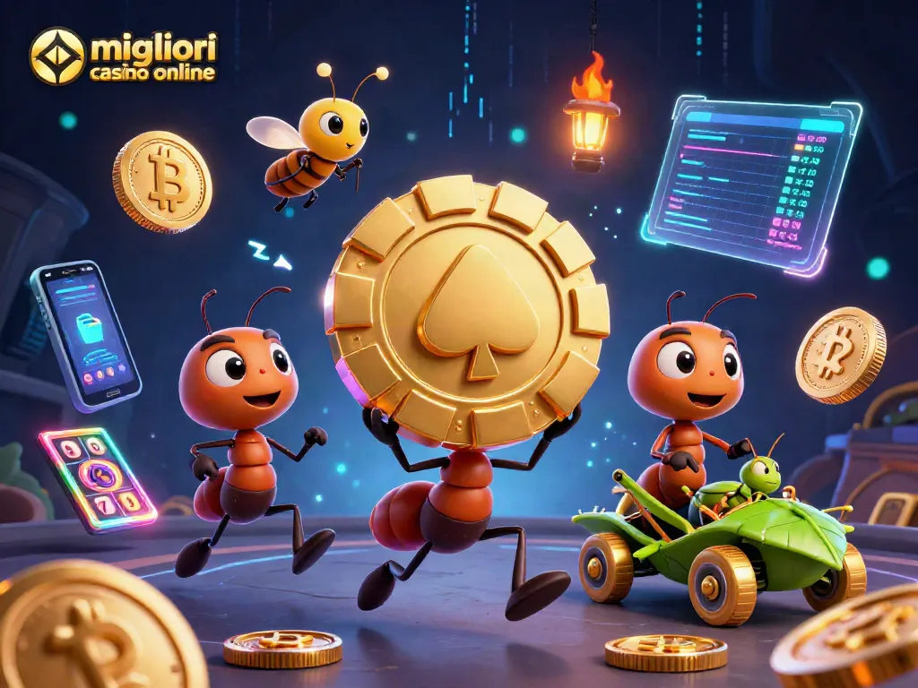 Gioca nei migliori casino online mentre un team di formiche ruba un chip da poker gigante!