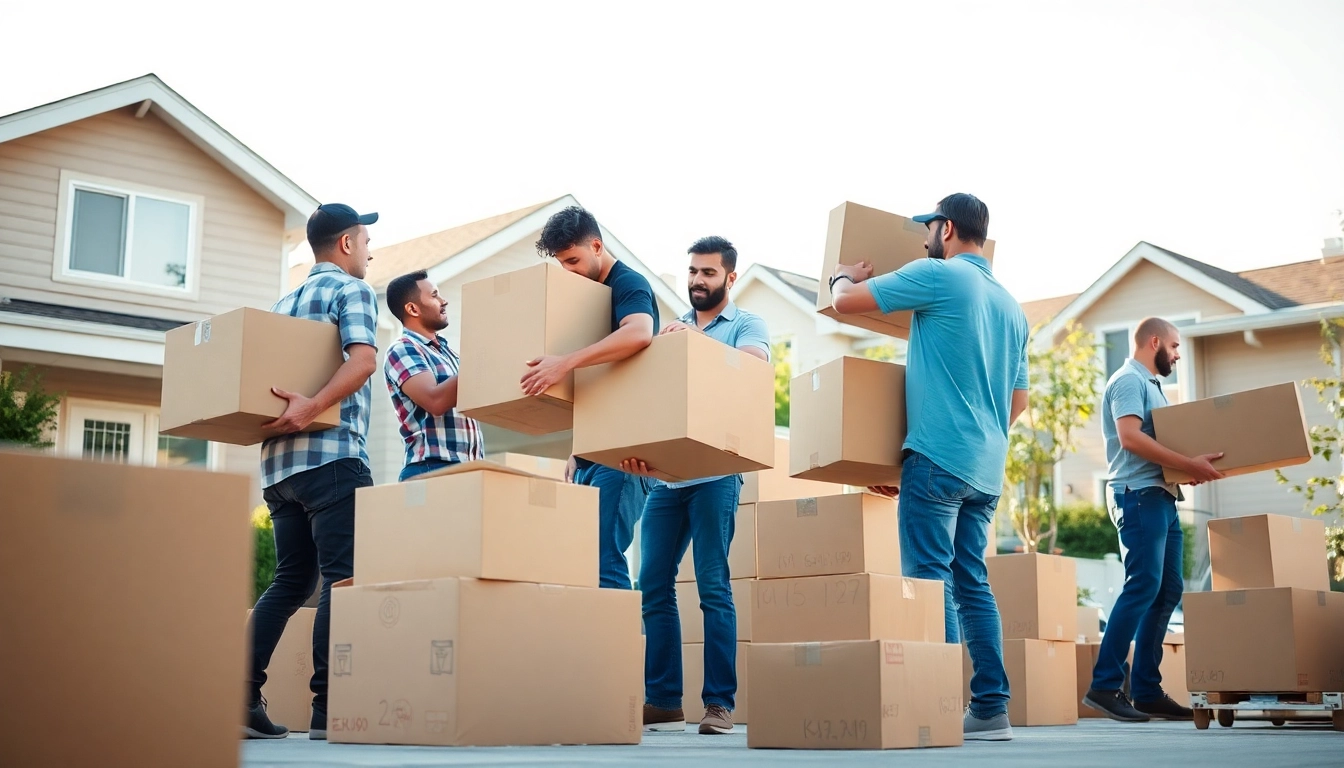 Reliable Vancouver moving company team packing efficiently in a sunny residential setting