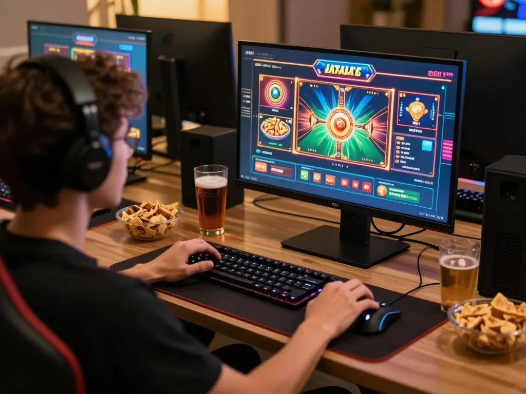 Engaging with Slot Online gameplay on a modern computer setup, showcasing an immersive gaming experience