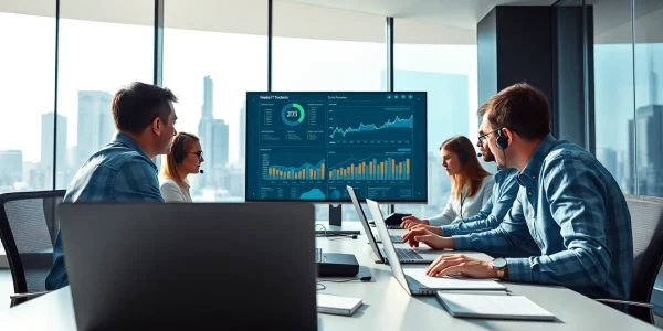 Providing managed it support with a professional IT team in a modern office.