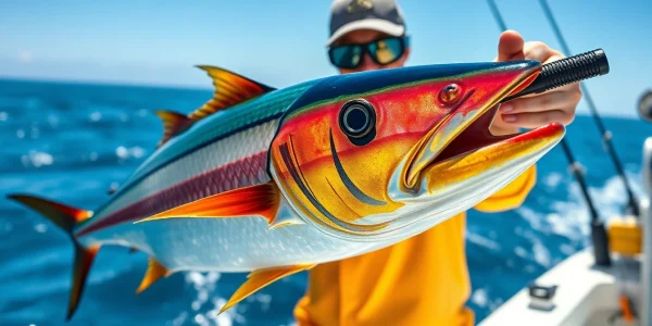 Catch Wahoo while fishing in Cabo San Lucas with the ocean's vibrant backdrop.