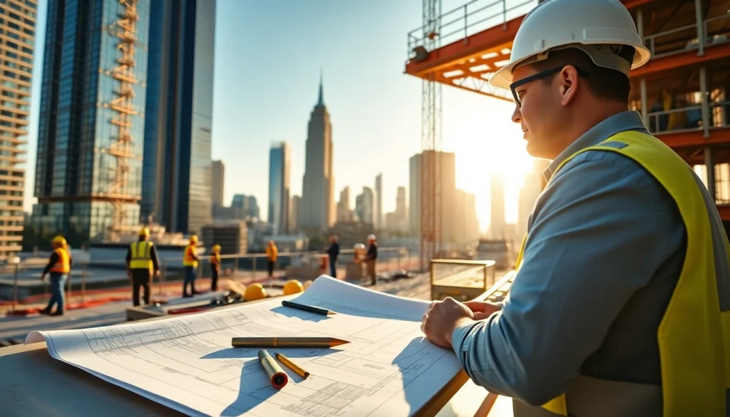 Manhattan Commercial General Contractor supervising a vibrant construction site in NYC.