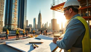 Manhattan Commercial General Contractor supervising a vibrant construction site in NYC.