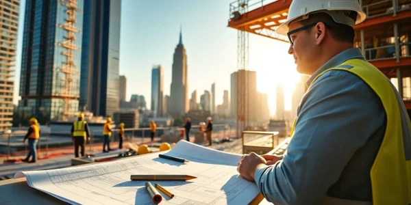 Manhattan Commercial General Contractor supervising a vibrant construction site in NYC.