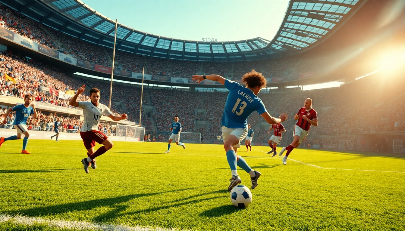 Engaging koora action in a football match showcasing passionate players and cheering fans.