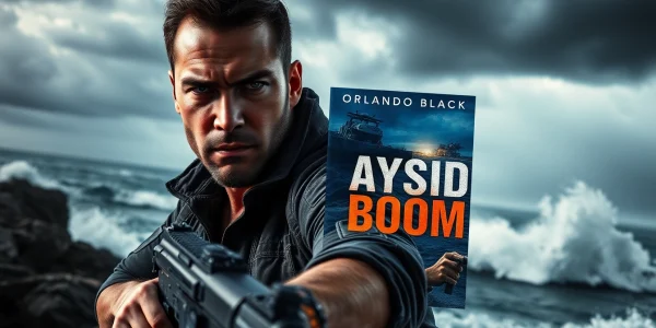 Bayside Boom cover featuring Orlando Black, ex-special forces hero in an action scene.