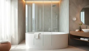 Admire the elegant paroi de douche à l'italienne enhancing the modern bathroom design.