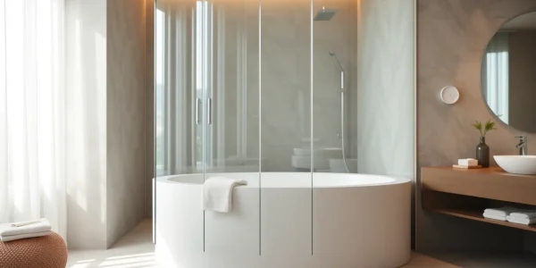 Admire the elegant paroi de douche à l'italienne enhancing the modern bathroom design.