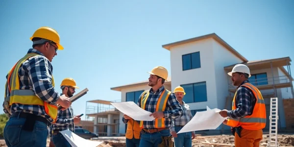 Engaged New Jersey General Contractor collaborating with a construction team at a residential project.