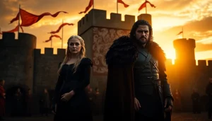 Showcasing the game of thrones cast, featuring prominent characters like Daenerys and Jon Snow.