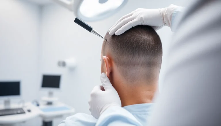 Witness a hair transplant procedure showcasing skill and professional care in a modern clinic.