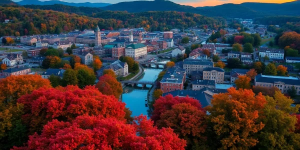Discover the beauty of Clarksburg with autumn scenery and river reflections.