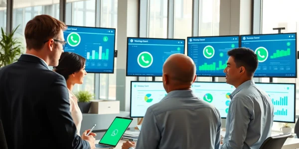 Boosting business efficiency with WhatsApp Smart CRM interface, showcasing collaboration and engagement.