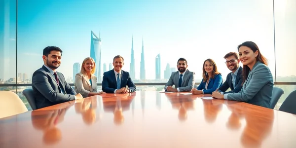 Engaging scene of VAT Consultancy in Abu Dhabi with consultants collaborating in a professional setting.