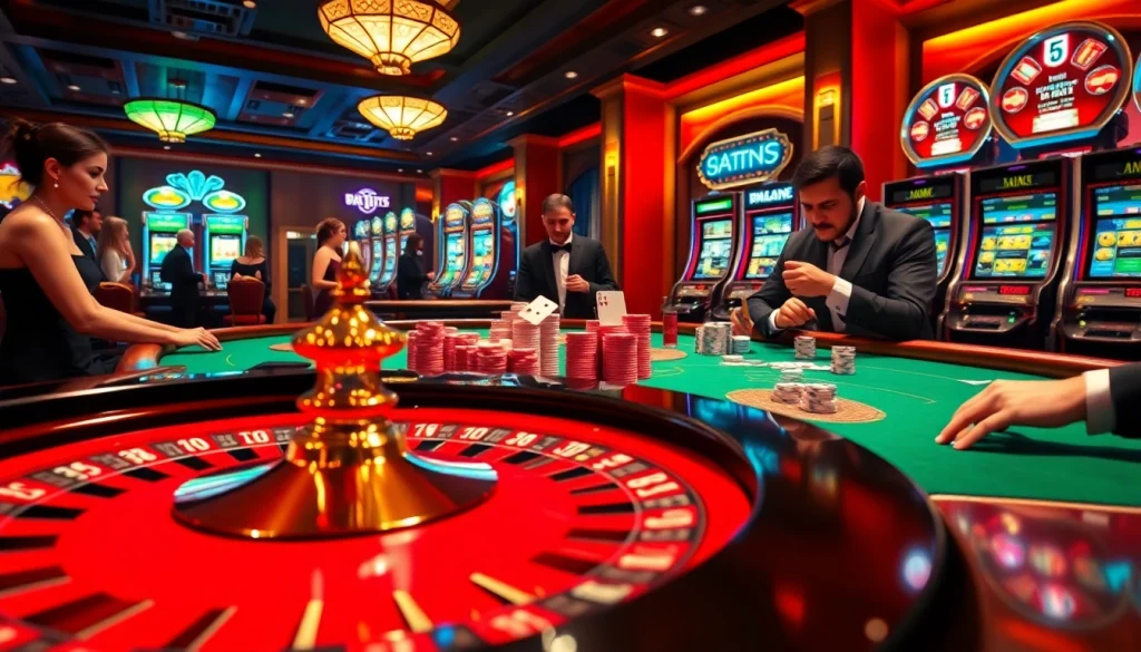 Experience the thrill of gambling at a luxury casino with colorful tables and attentive players; Nếu như vậy bám vào đây.