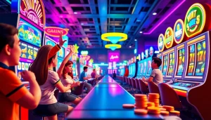 Menampilkan PLANET77 game yang menarik dalam suasana kasino virtual yang cerah.