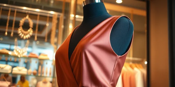 Rivelle dress displayed elegantly in a fashionable boutique setting with glamorous details.