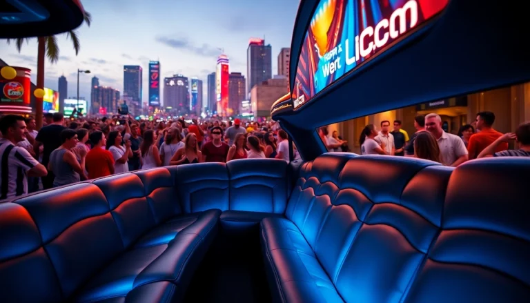 World Cup Group Transportation in a luxury limousine at a vibrant LA venue.