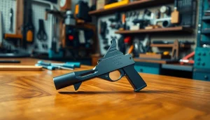 Showcase of an AR 9 trigger highlighting its precision and ergonomic design.