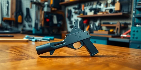 Showcase of an AR 9 trigger highlighting its precision and ergonomic design.