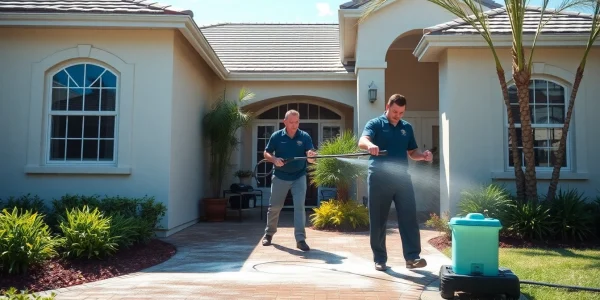 Soft wash cleaning on a residential property in Kissimmee, showcasing professional exterior restoration.