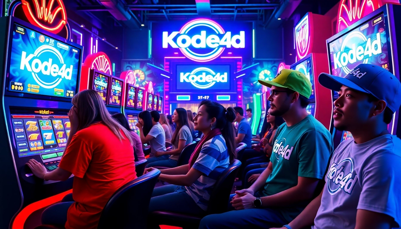 Interactive gaming scene highlighting Kode4d slot machines with players engaged in thrilling gameplay.