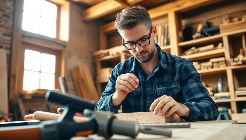 Carpentry Apprenticeship Near Me showcasing a carpenter crafting fine woodwork in a rustic workshop.