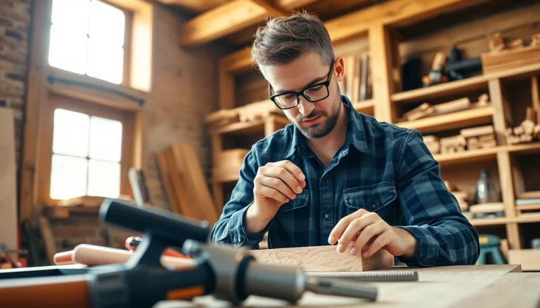 Carpentry Apprenticeship Near Me showcasing a carpenter crafting fine woodwork in a rustic workshop.