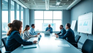 Crisis management consultant guiding a corporate team through strategic planning.